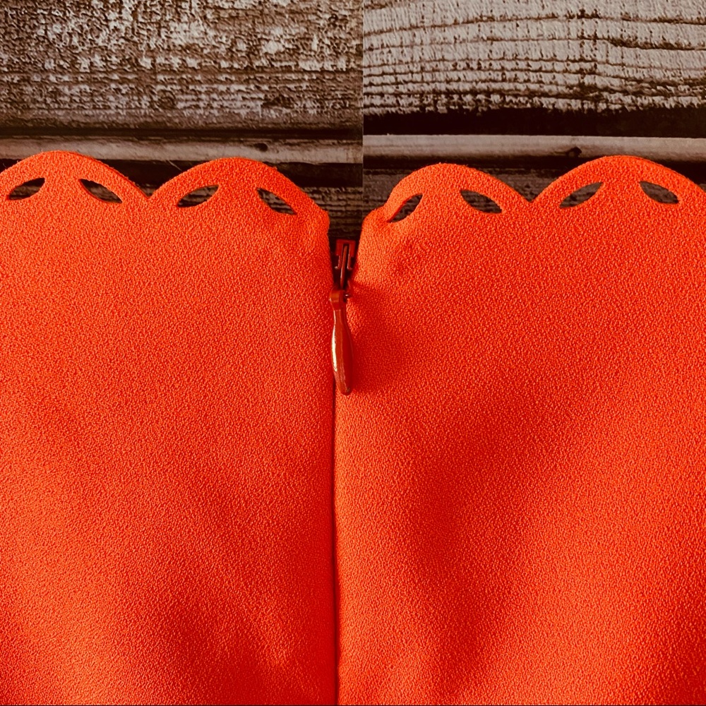 J Crew Bright Orange Laser Cut Shift Dress Size 6 - Picture 10 of 12